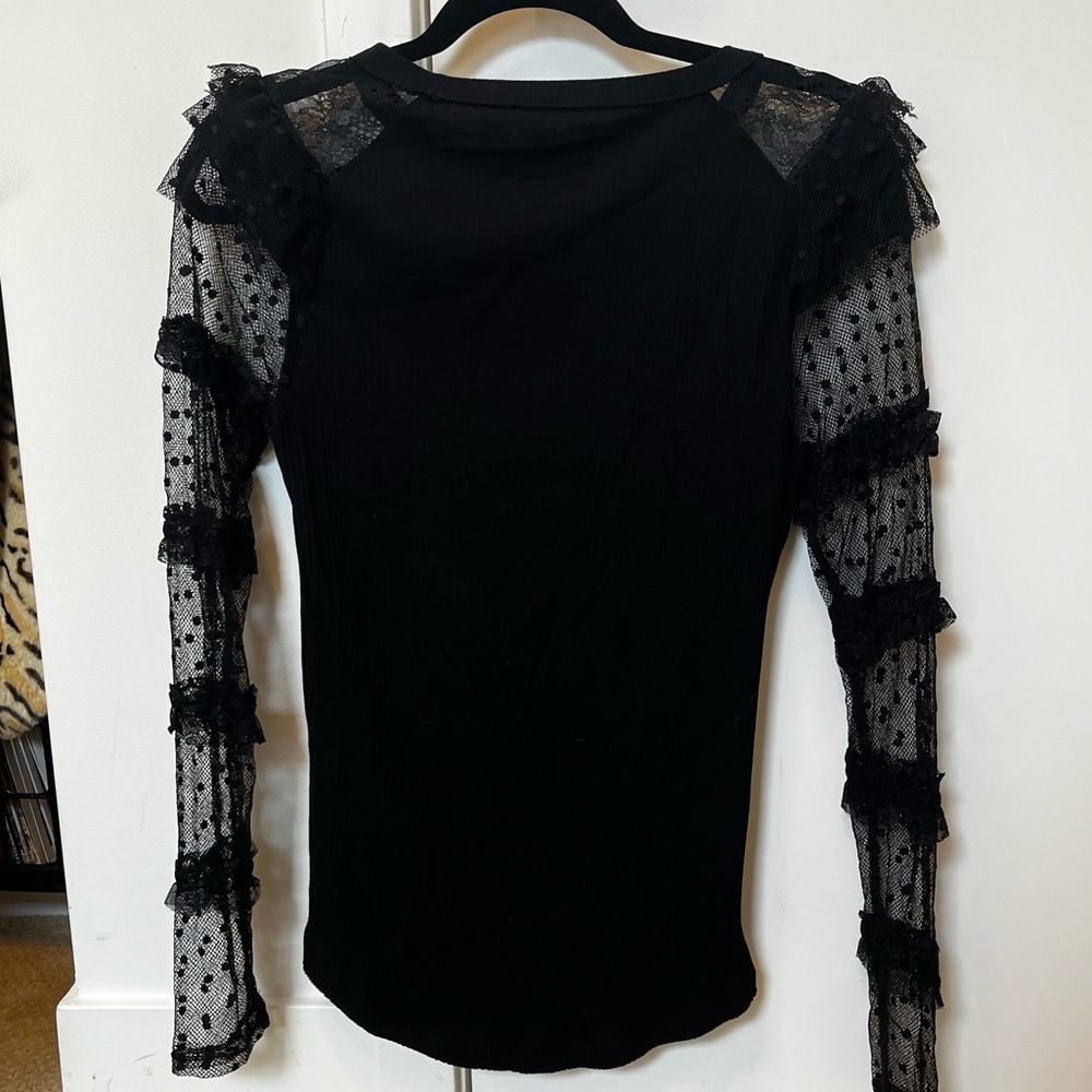 Free People knit top with lace sleeves - Picture 3 of 3